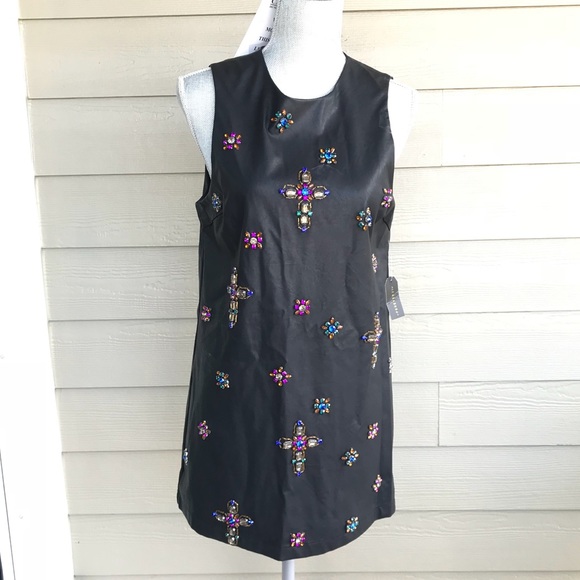 Bedazzled faux leather dress medium new - Picture 1 of 4